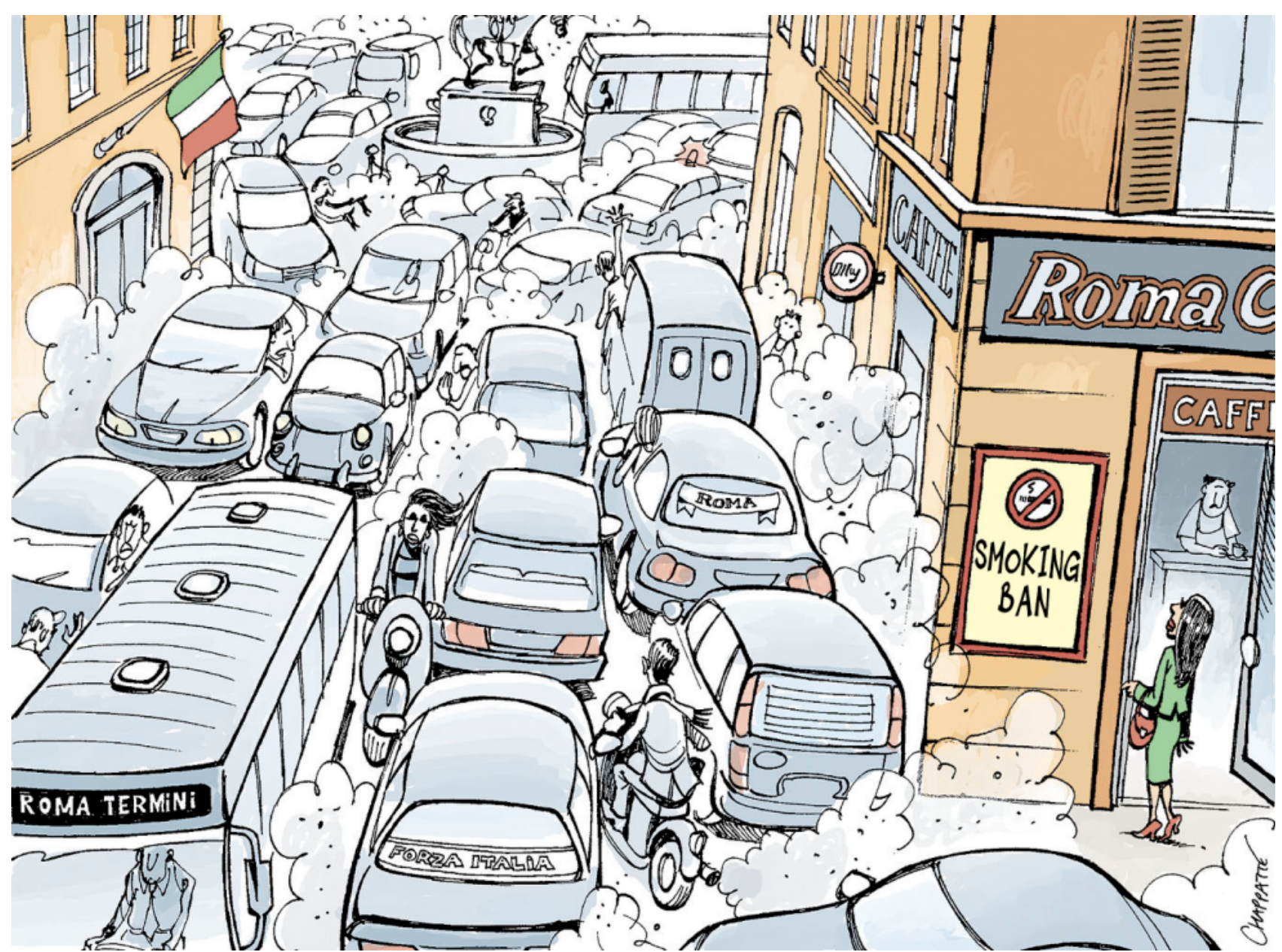 Smoking banned in Italy (Chappatte, 2005)